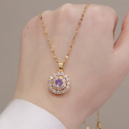 Luxury Zircon necklace 18K  (Purple Shade)