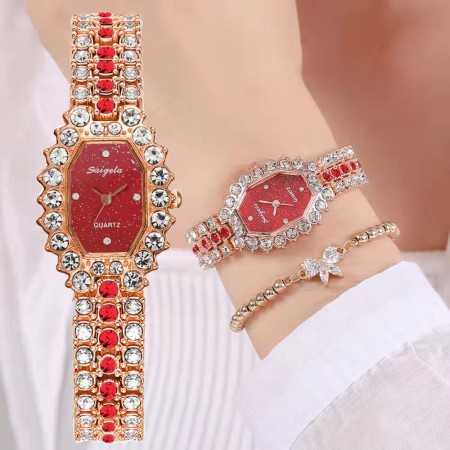 Fashionable Women Watches With Bracelet with Quartz Watch Shiny Stone