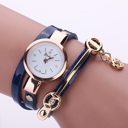 Fashion Women Bracelet Watch Leather belt with Waterproofed-blue