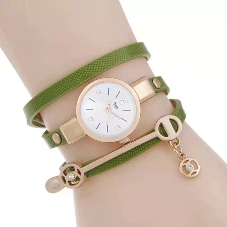 Fashion Women Bracelet Watch Leather belt with Waterproofed-Green