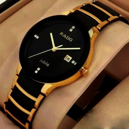 Rado Jublie Golden & Black Wristwatch for Men Waterproof