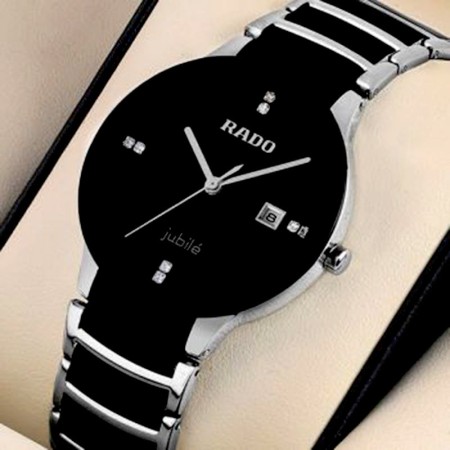 Rado Jublie Silver & Black রিস্টওয়াচ ফর মেন ওয়াটারপ্রুফ